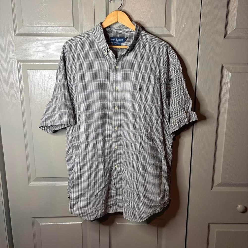 Poloβ Ralph Lauren plaid button up short sleeve polo Size XXL